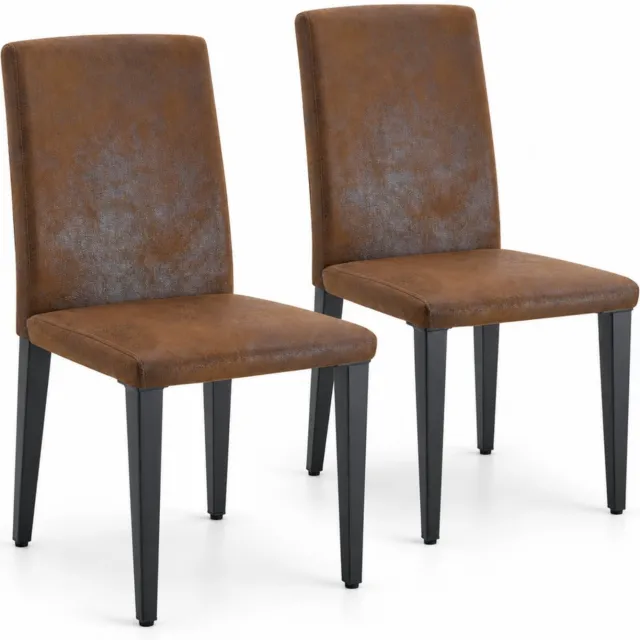 City long dragon LONG DRAGON - Eetkamerstoelen - Set van 2 - Bruin+Zwart - Metalen poten en gebogen rugleuning