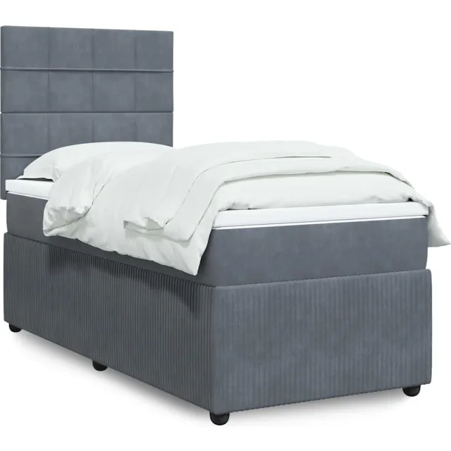 vidaXL Boxspring met matras fluweel donkergrijs 80x200 cm grijs