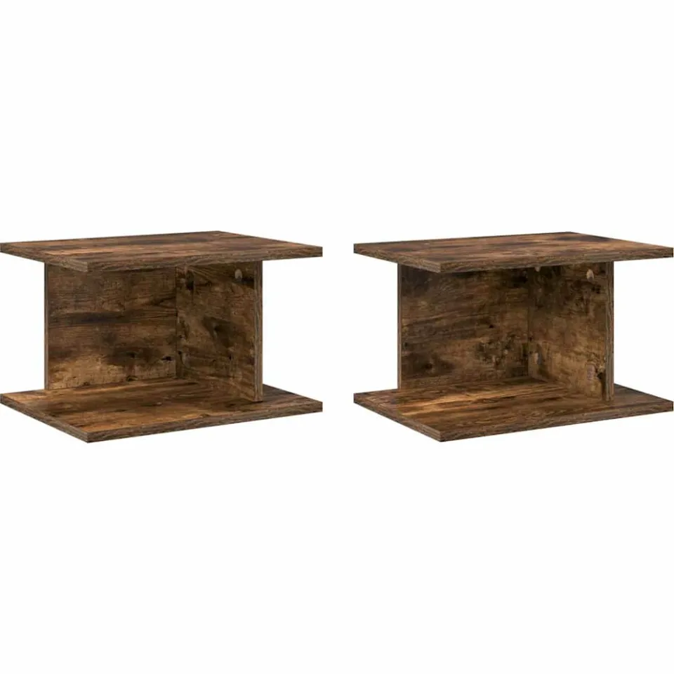 vidaXL Nachtkastje 2 st Gerookt eiken 40 x 30 x 25 cm Bewerkt hout, foto 3