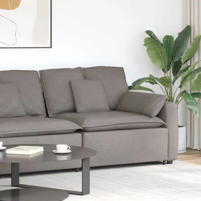 vidaXL Modulaire bank Armleuning eindmodule met kussens 100 cm taupe