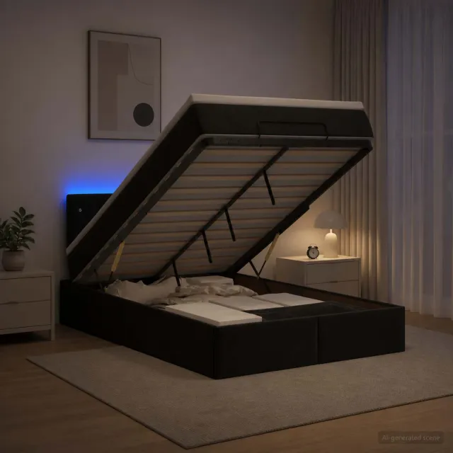 vidaXL Ottoman Bed met Matrassen en LED Zwart 120 x 190 cm fluweel