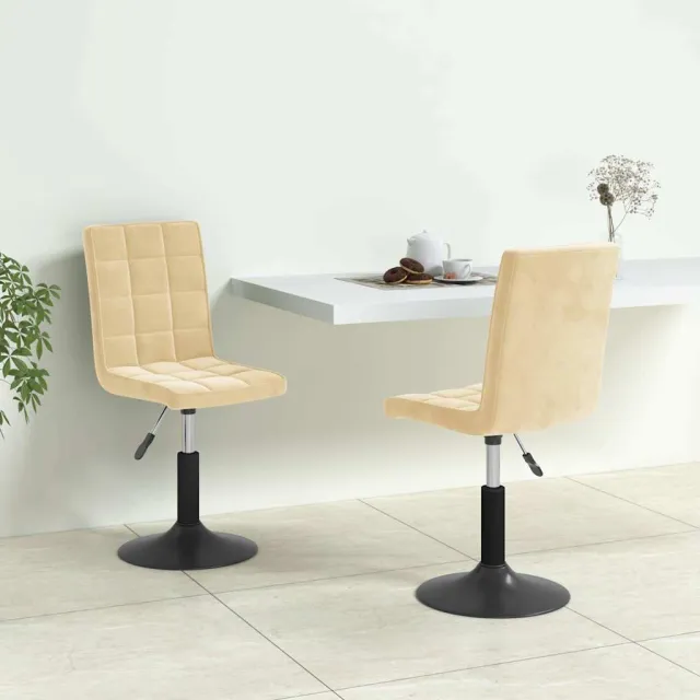 vidaXL Eetkamerstoelen draaibaar 2 st fluweel crèmekleurig