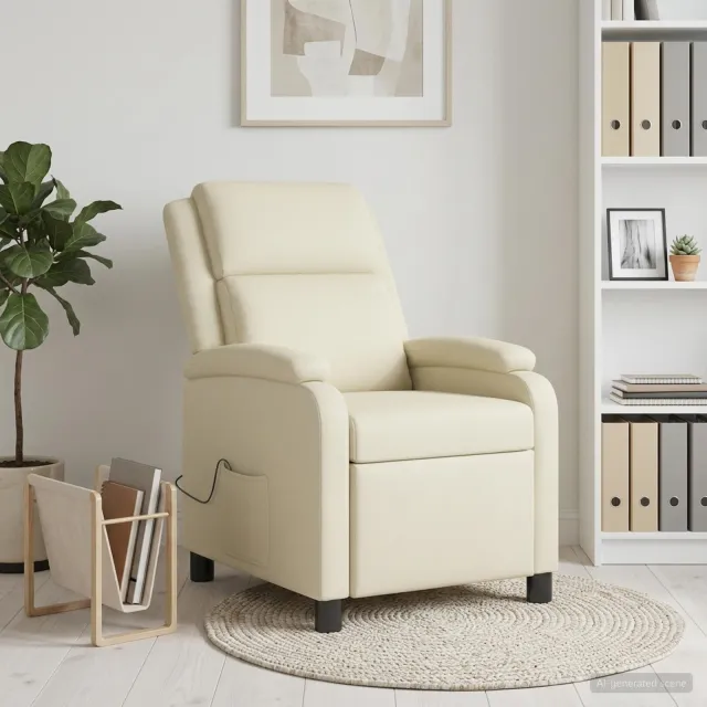 vidaXL Massage Recliner Crèmekleurig Kunstleer