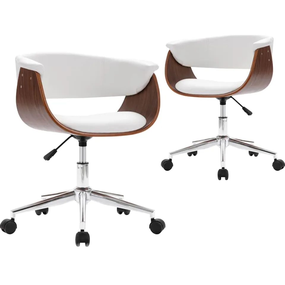 vidaXL Eetkamerstoelen draaibaar 2 st kunstleer wit, foto 3