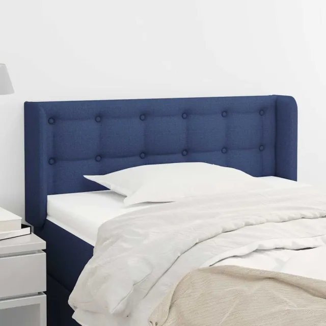 vidaXL Hoofdbord met randen 93x16x78/88 cm stof blauw