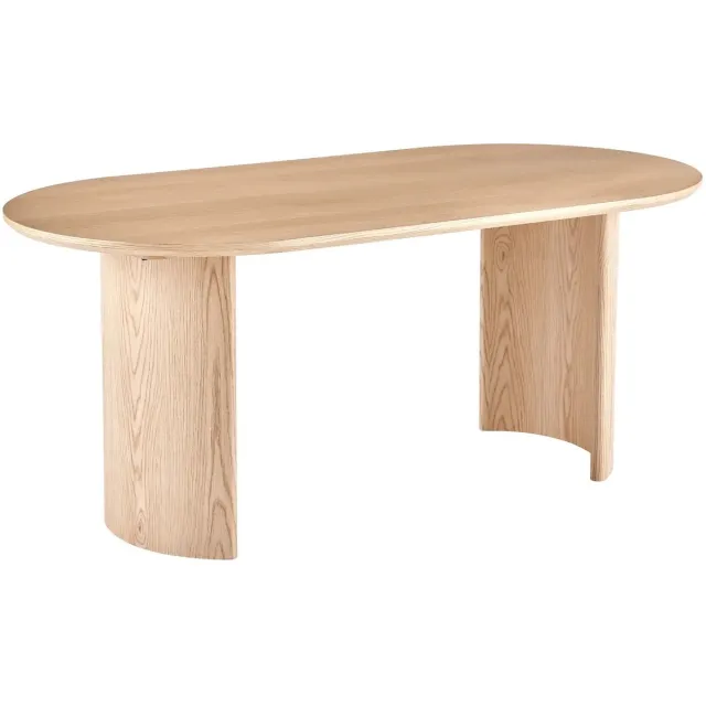 Vestland Ovale Eiken Eettafel - 200x100 cm - Geschikt voor 8 Personen - Japandi - Halfronde poten Ovaal Eiken
