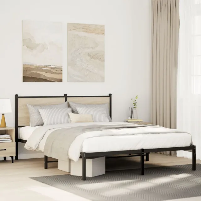 vidaXL Bedframe zonder matras metaal sonoma eikenkleurig 150x200 cm