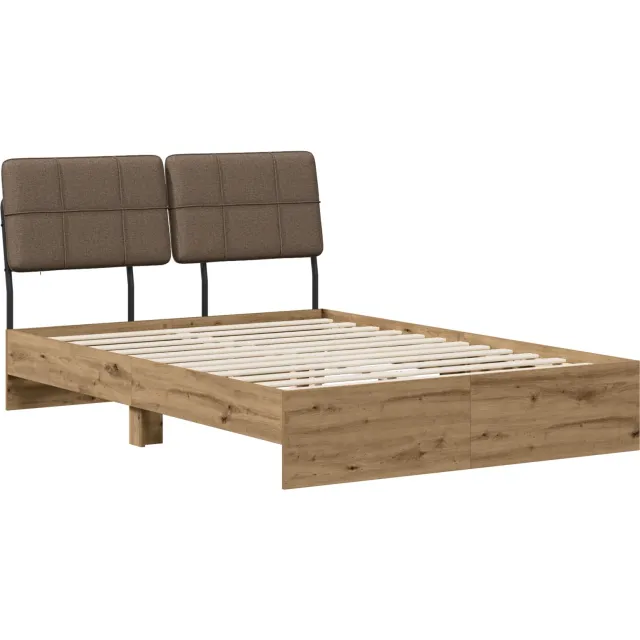 vidaXL Tweepersoonsbed met hoofdbord Artisan eiken en taupe