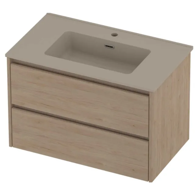 Proline Tribute Badmeubelset Porselein Elegant 1 Gat 80x46x54 cm Mat Crème Cotton Ideal Oak Eiken