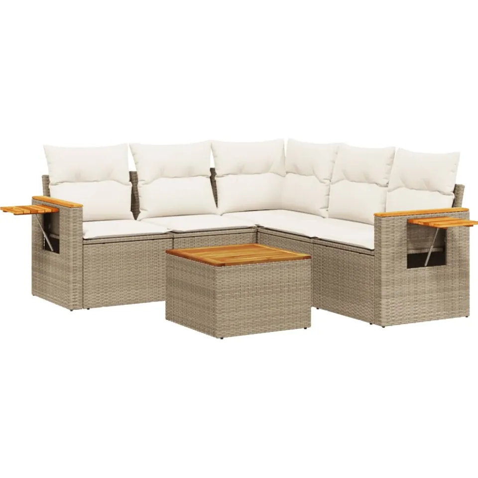 vidaXL Patio Sofa Set 5-zits Beige and Cream