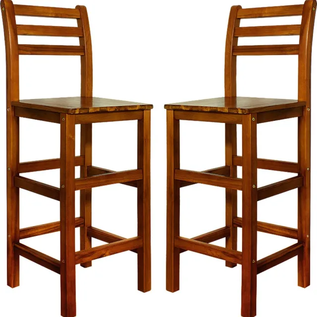 Casaria Barkruk Set van 2 – Acaciahout 40 x 35,5 x 110 cm – Bruin