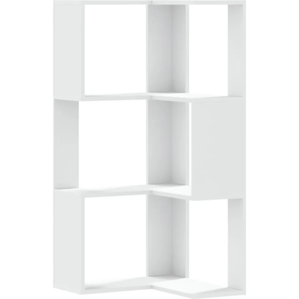vidaXL Boekenkast 3-laags hoek 50x50x102 cm bewerkt hout wit, foto 3