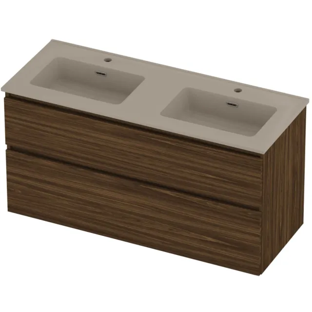 Proline Tribute Badmeubelset Porselein 2 Gaten 120x46x62 cm Mat Crème Cotton Cabana Oak Eiken