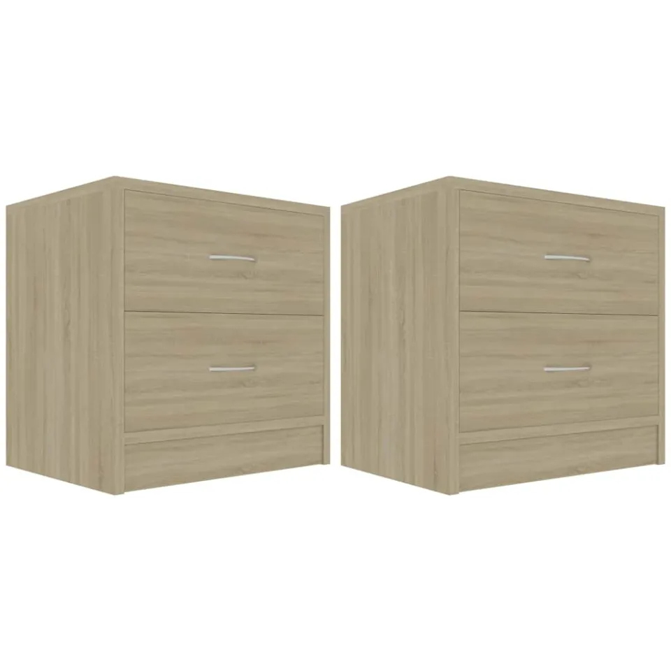 vidaXL Nachtkastjes 2 st 40x30x40 cm bewerkt hout sonoma eikenkleurig, foto 3