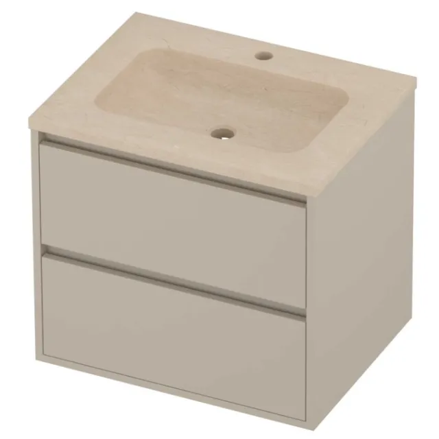 Proline Rollo Badmeubelset Hardsteen Elegant 1 Gat 60x46x54 cm Sand Stone Soft Linen Beige