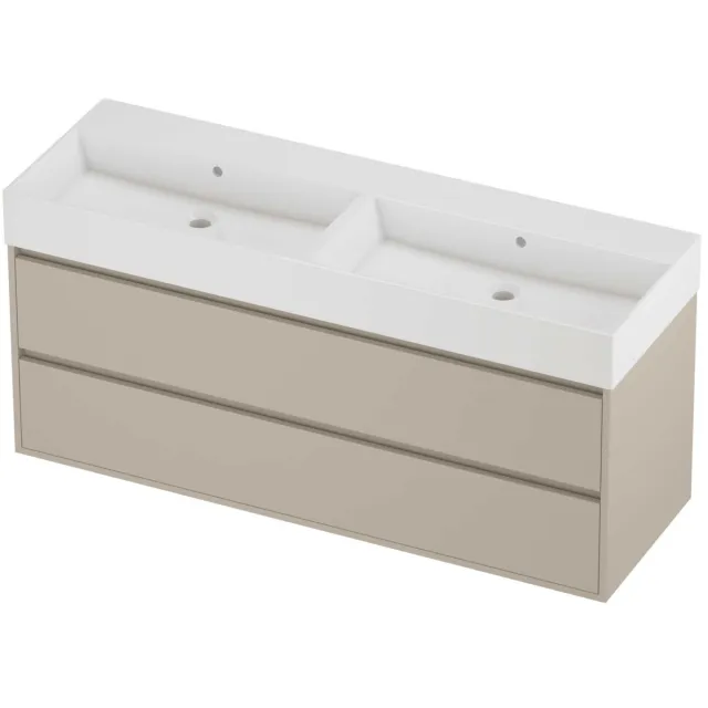 Proline Zara Badmeubelset Porselein Loft 140x46x65 cm Glans Wit Soft Linen Beige