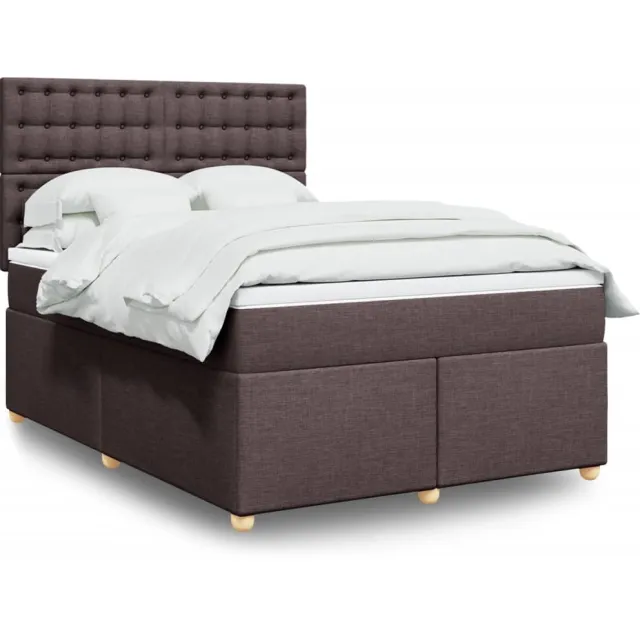 vidaXL Boxspring met matras stof donkerbruin 140x200 cm bruin