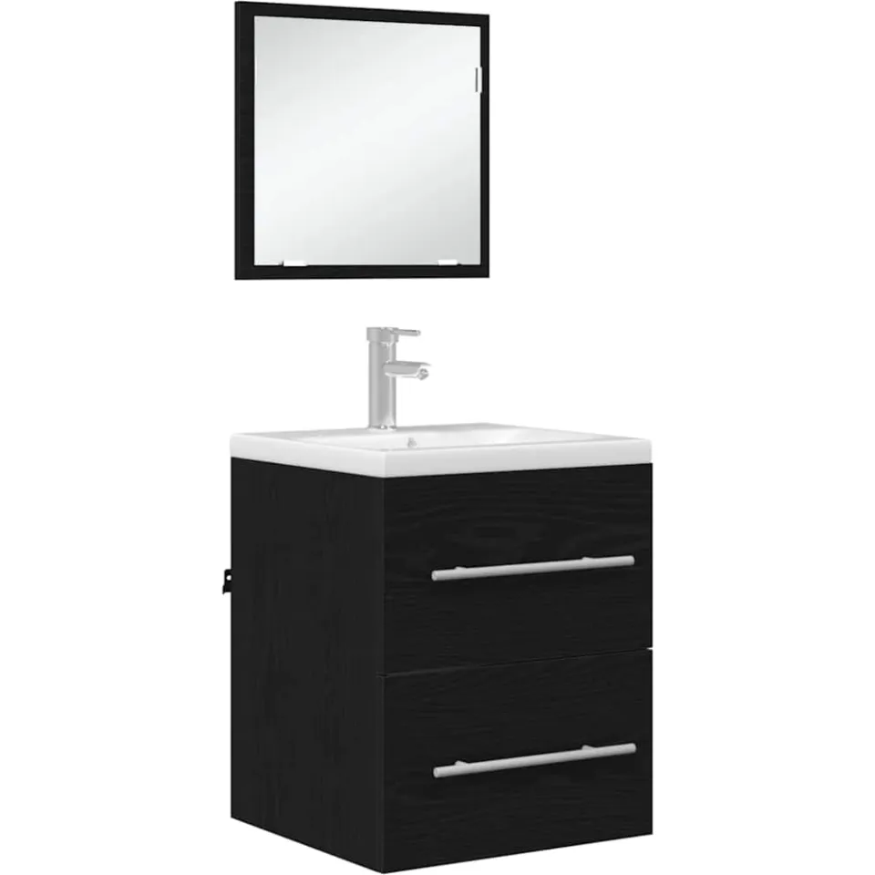 vidaXL Badkamermeubelset met lade met opslag Zwart 41 x 38,5 x 48 cm