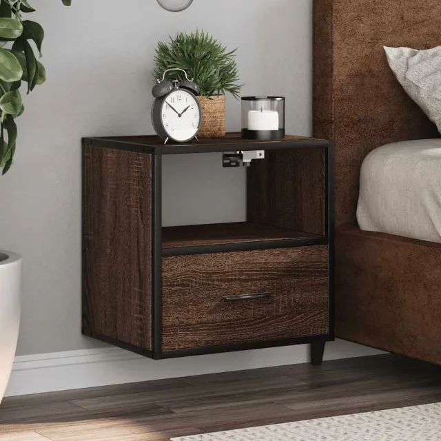 vidaXL Nachtkastjes 2st wandgemonteerd 40x31x39,5cm bruin eikenkleurig, foto 2
