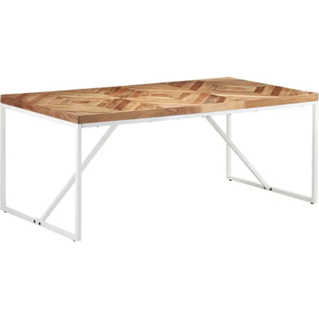 vidaXL Eettafel - 180x90x76 - cm - massief - acaciahout - en - mangohout Wit
