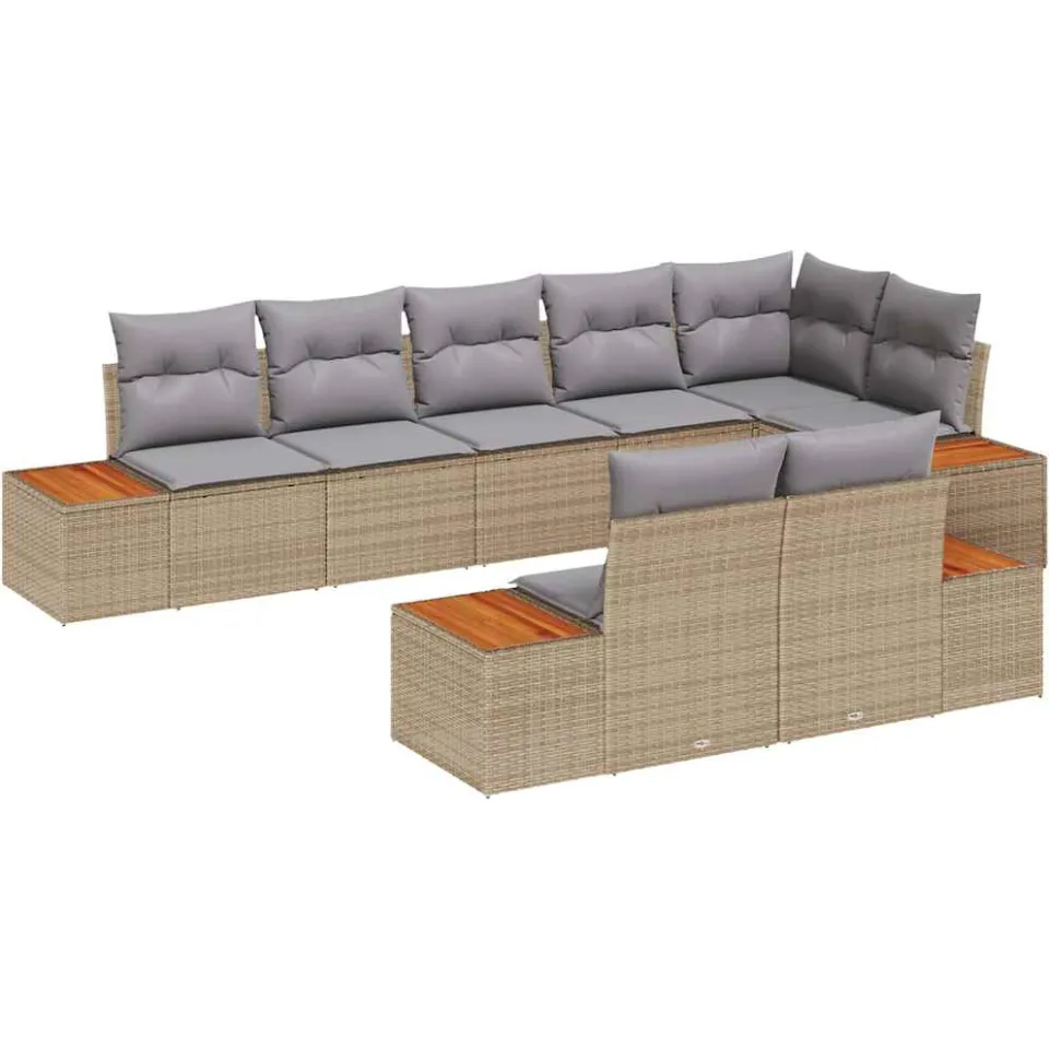 vidaXL Tuinbankenset 8 st Beige Poly riet