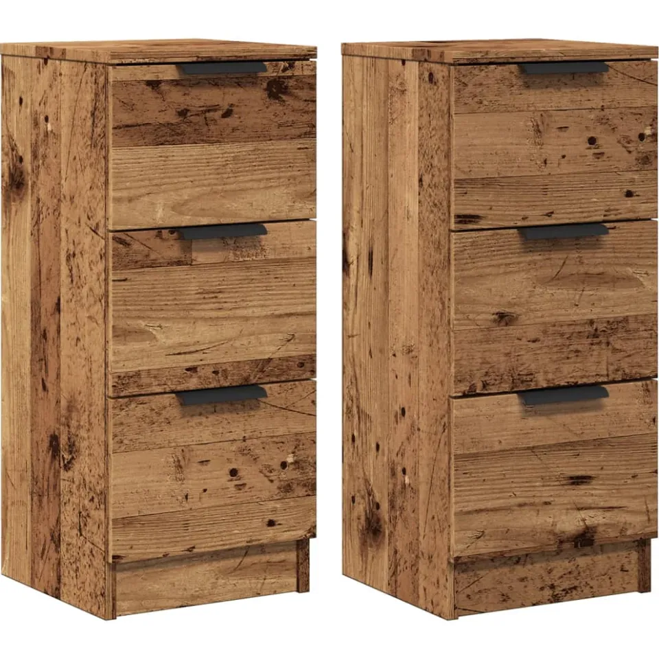 vidaXL Dressoirs 2 st 30x30x70 cm bewerkt hout oud houtkleurig bruin, foto 3