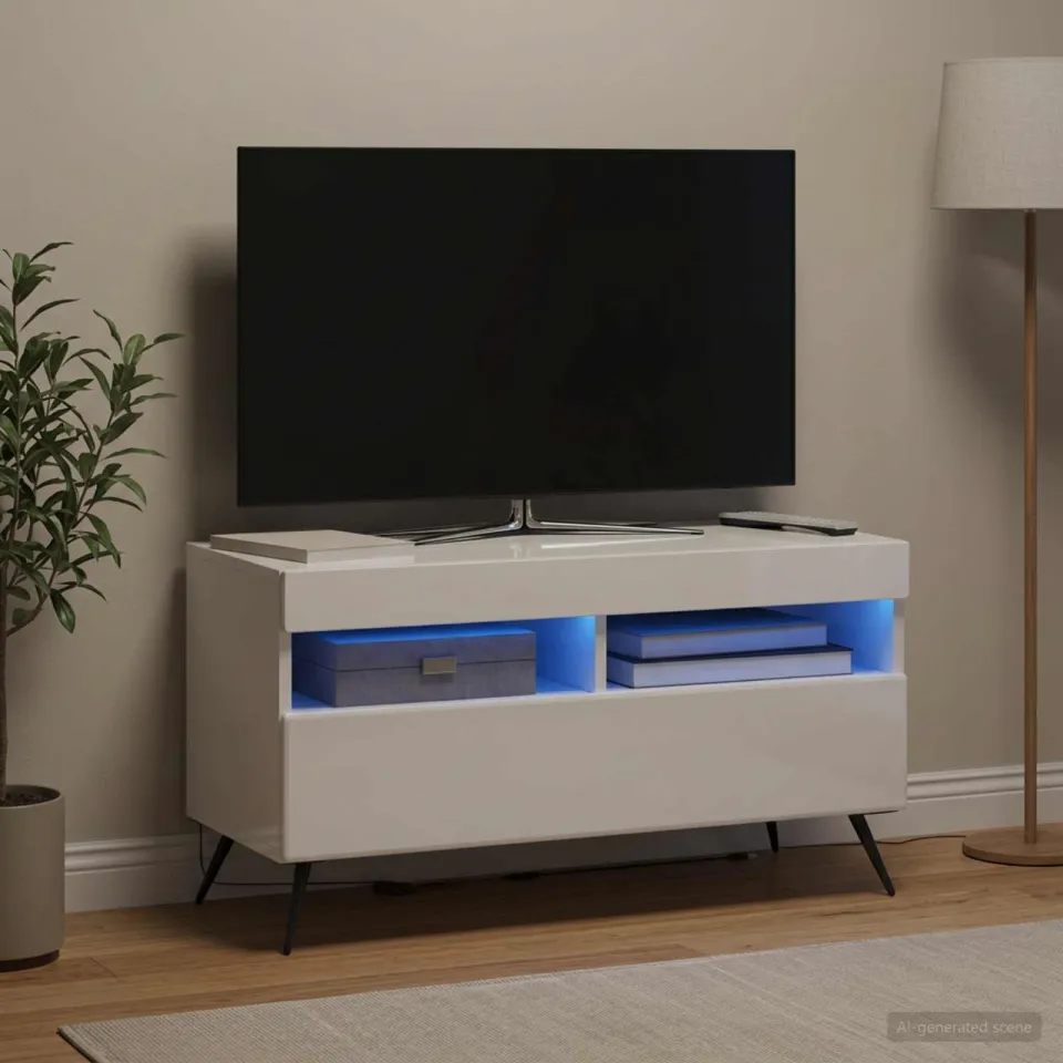 vidaXL LED tv-meubel BREDA Hoogglans Wit Bewerkt hout, foto 4