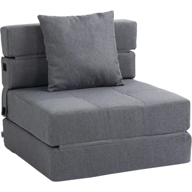 GranMaison Slaapstoel - Uitklapbaar - Slaapbank - Logeerbed - Zetelbed - Slaapfauteuil - Vouwbed - 1 persoons - Zeer comfortabel - Donkergrijs