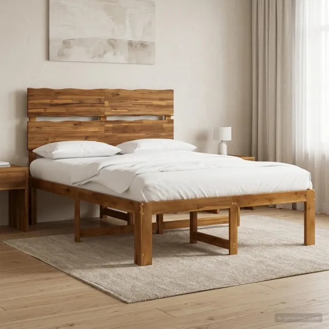 vidaXL Tweepersoonsbed met hoofdeinde ROSTOCK Naturel 137 x 190 cm