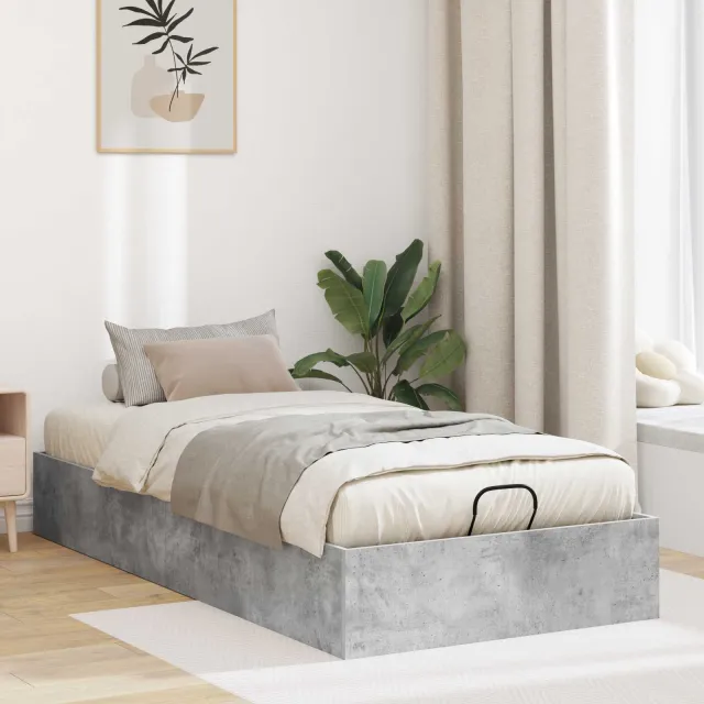 vidaXL Ottoman Bedframe Beton Grijs 90 x 200 cm Geconstrueerd hout