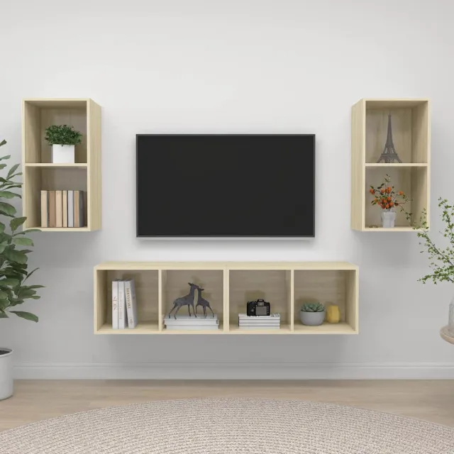 vidaXL Tv-wandmeubelen 4 st bewerkt hout sonoma eikenkleurig Bruin