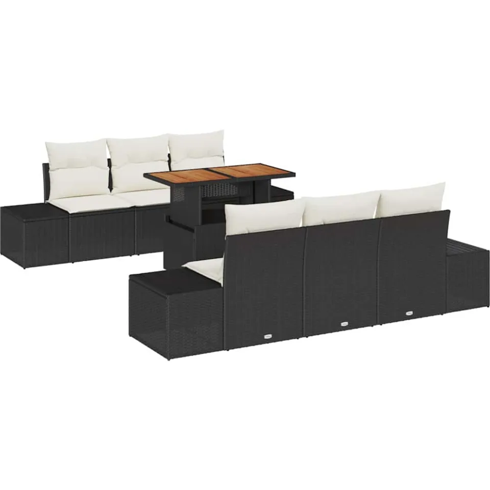 vidaXL Tuin Sofa Set 7 st Zwart Poly riet