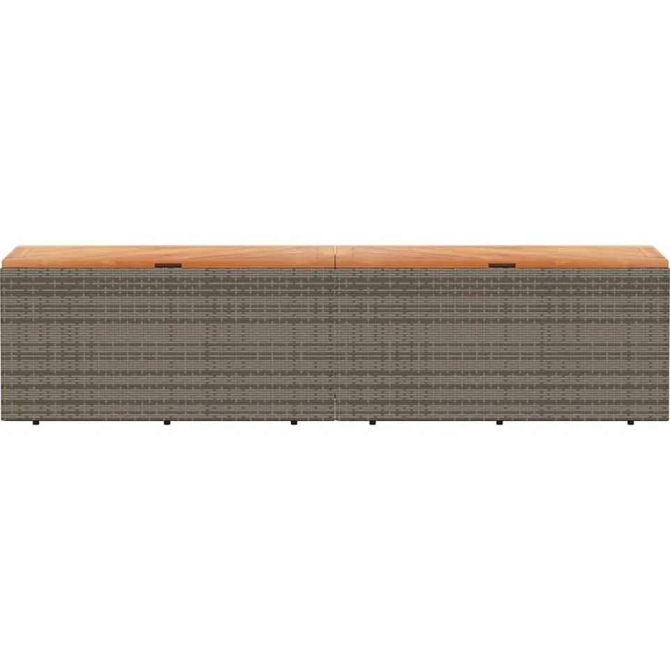 vidaXL Tuinbox 220x50x54 cm poly rattan en acaciahout grijs, foto 4