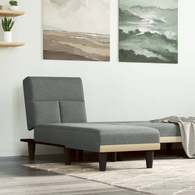 vidaXL Chaise longue stof donkergrijs grijs