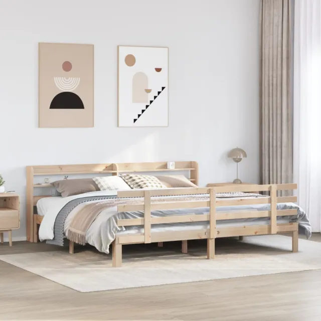 vidaXL Bedframe met hoofdbord massief grenenhout 200x200 cm Bruin