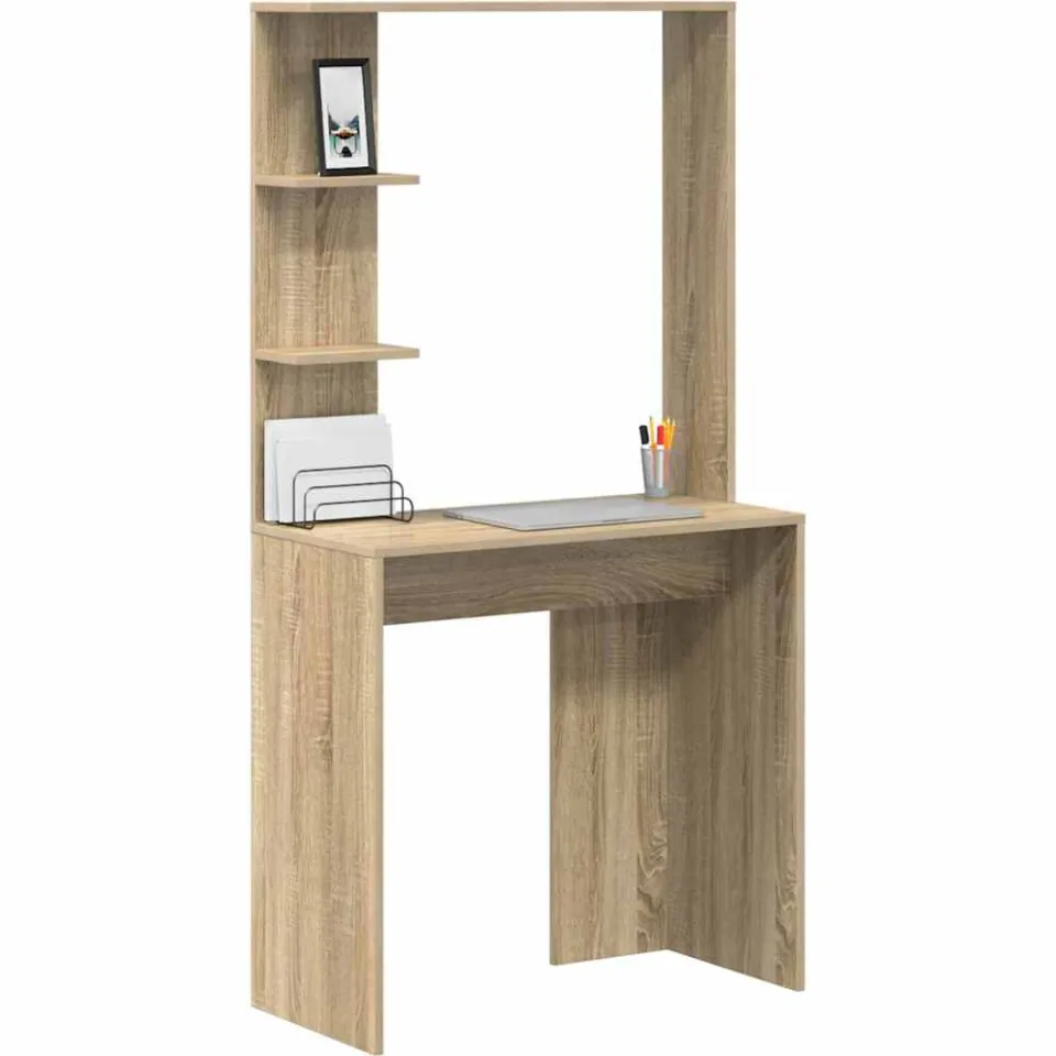 vidaXL Bureau Sonoma Eiken 78,5 x 37 x 154,5 cm Bewerkt hout Bruin
