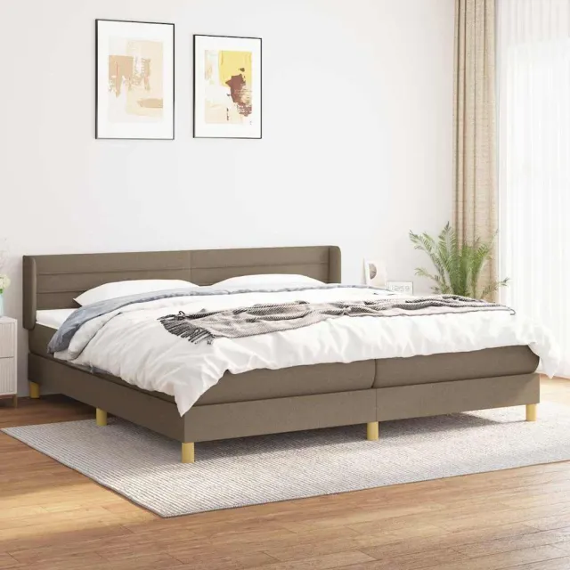 vidaXL Boxspring met matras stof taupe 200x200 cm
