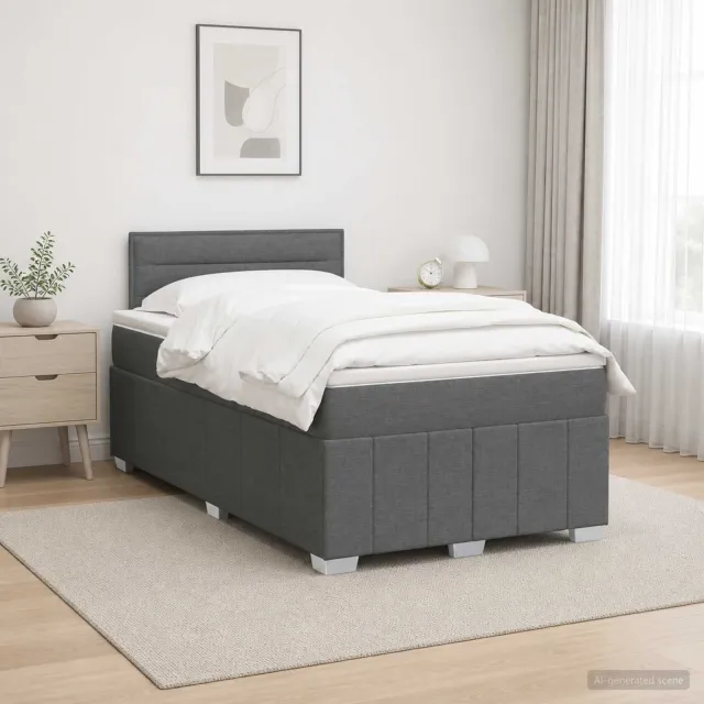 vidaXL Boxspringbed met matras Donkergrijs 120 x 200 cm Stof