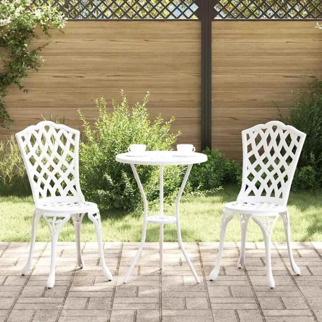 vidaXL Tuin Bistro Set 3 st Wit Aluminium, foto 2