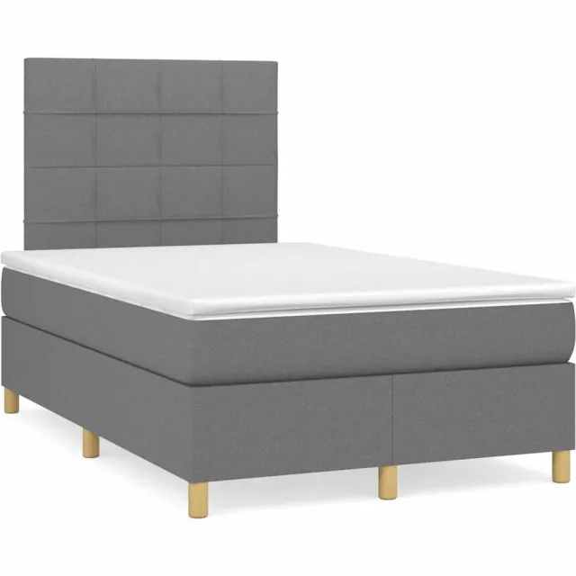 vidaXL Boxspring met matras en LED stof donkergrijs 120x190 cm grijs