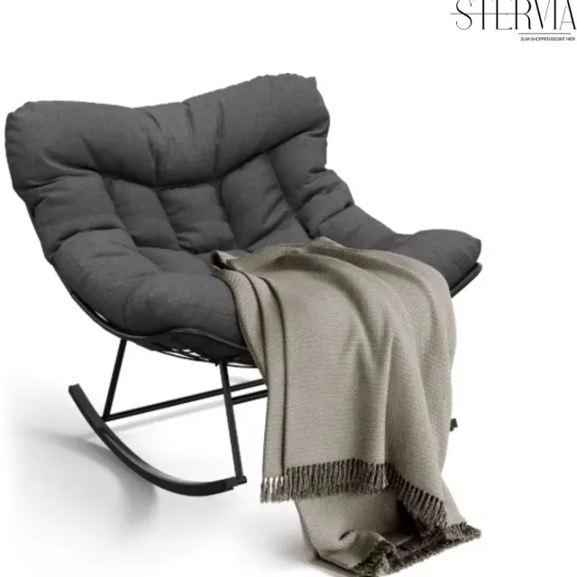 Stervia Schommelstoel - Ei Stoel - Egg Chair - Relaxfauteuil - Fauteuil - Loungestoel - Draagvermogen 159 Kg - Buiten En Binnen - Zwart - 101x96x86 cm