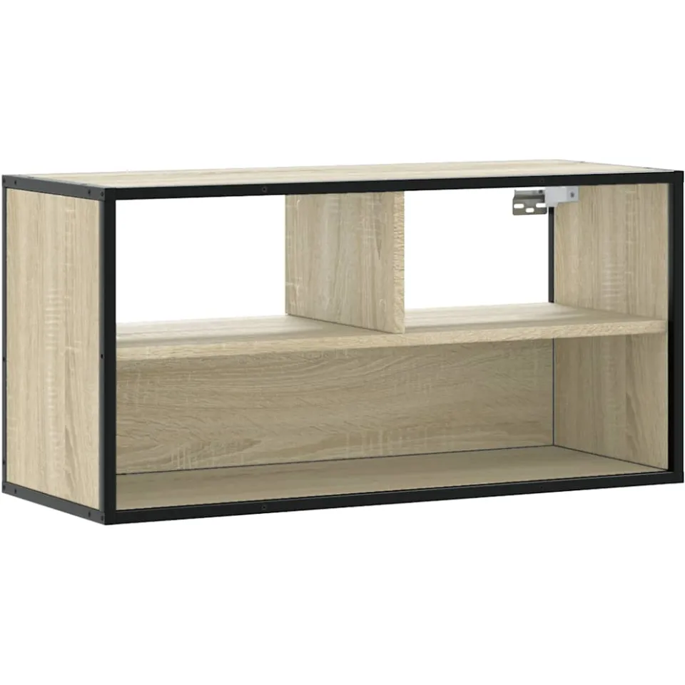vidaXL Tv-meubel 80x31x39,5 cm bewerkt hout metaal sonoma eikenkleurig Bruin