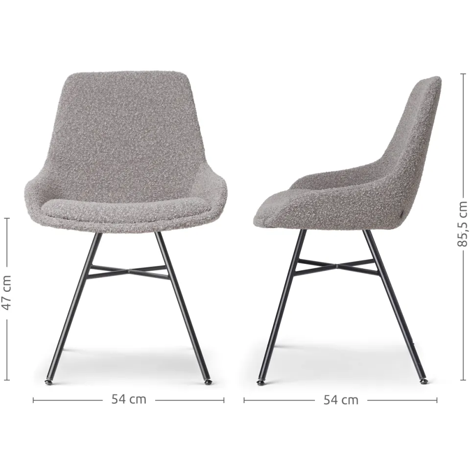 Nolon Noa-Isa eetkamerstoel bouclé taupe - zwart onderstel, foto 3