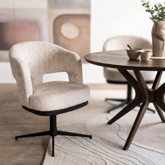 MySons Eetkamerstoel Friso Natural beige - draaibaar 360 - Unique Collection - eetkamerstoelen set van 2