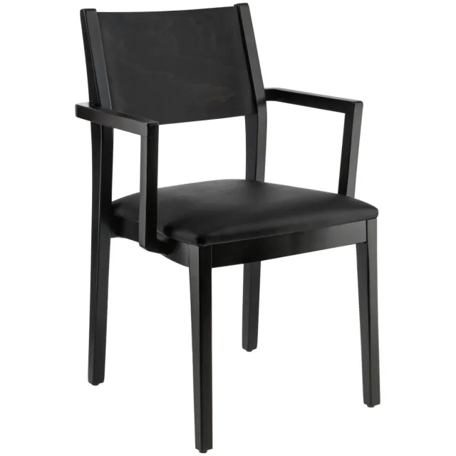 Vega 2x VEGA Stapelbare stoel Stak kunstleer, met armleuning; 48x51x86 cm (BxDxH); zitting zwart, frame wengé; 2 stuk / verpakking
