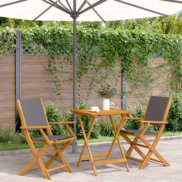 vidaXL 3-delige Bistroset stof en massief hout antracietkleurig, foto 2