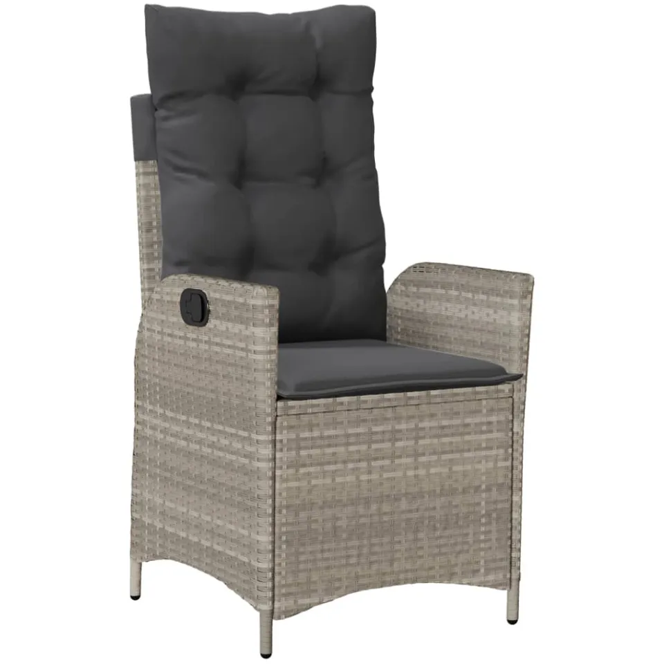 vidaXL 3-delige Bistroset met kussens poly rattan lichtgrijs grijs, foto 3