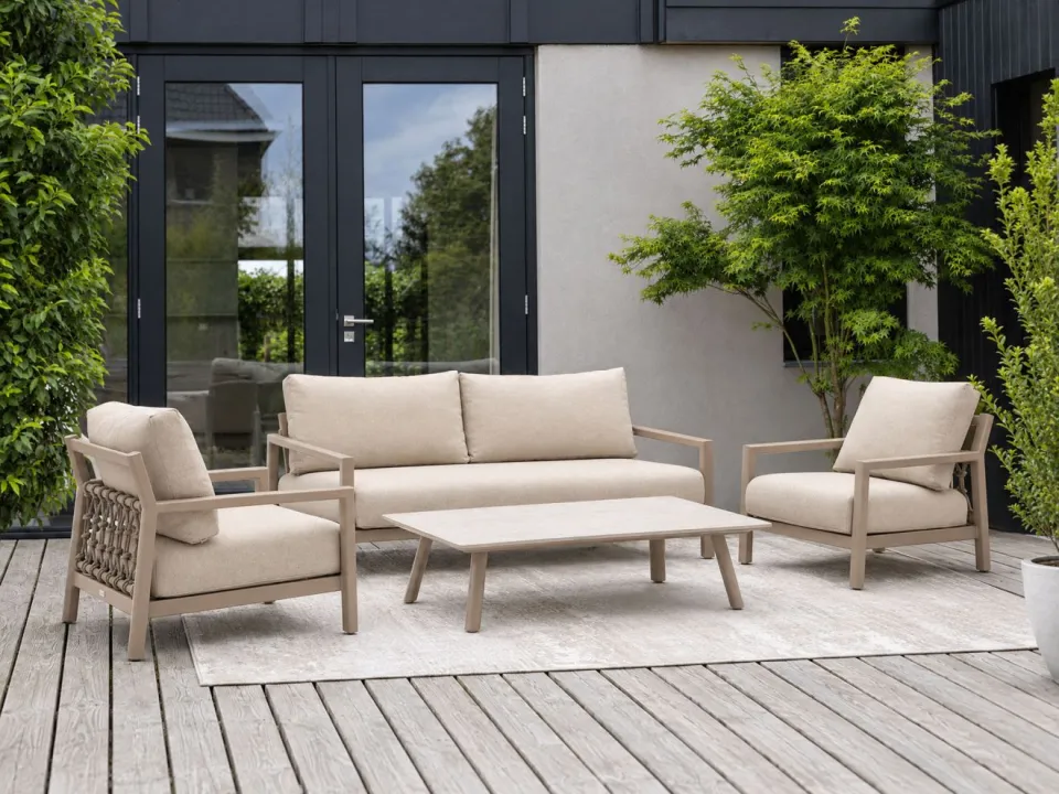 Tierra Outdoor Oasis stoel-bank loungeset 4-delig verstelbaar taupe, foto 3