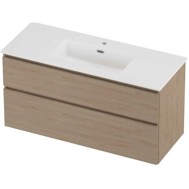 Proline Tribute Badmeubelset Porselein Elegant 1 Kraangat 120x46x62 cm Mat White Ideal Oak Eiken