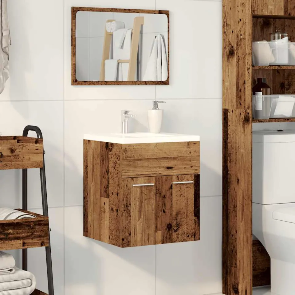 vidaXL Wastafelkast 41x38,5x46 cm bewerkt hout oud houtkleurig bruin, foto 2